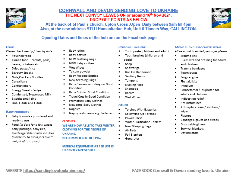 Ukraine Aid list for Sending L